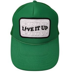 Live It Up Snapback Trucker Hat Green OS Adjustable Mesh Back Rope Local Beach